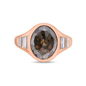 Salt & Pepper Diamond Signet Ring