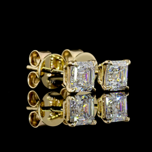 Asscher Shape Studs Earring