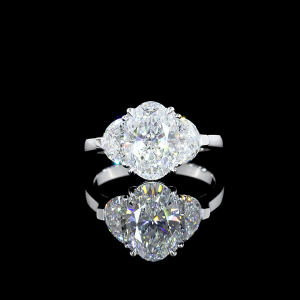 Oval Shape 3 Stones Ring